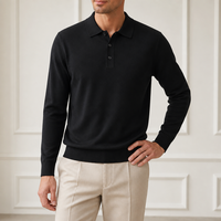 Pull en cachemire peigné 100 % pour homme, style Old Money, col polo, jersey simple, poignets et ourlet côtelés, fabrication sur mesure OEM