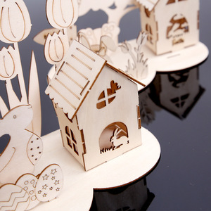 Pascua DIY <span class=keywords><strong>muñecas</strong></span> <span class=keywords><strong>de</strong></span> madera para niños decoraciones <span class=keywords><strong>de</strong></span> mesa nuevo pequeño conejo y <span class=keywords><strong>casa</strong></span> <span class=keywords><strong>de</strong></span> huevo rompecabezas para fiestas - Product Image 3