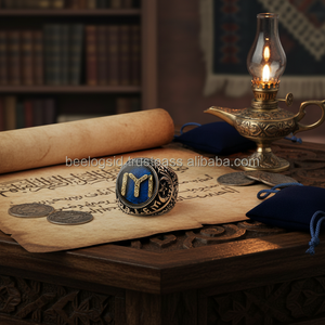925K Sterling Silver Ottoman Dirilis Blue Enamel <b>Men</b> <b>Ring</b> - Product Image 3