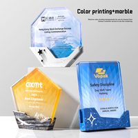 Personnalisé Nouveau Marbre Exquis Sublimation Plaque Prix Trophée Pic Montagne Forme Événement Trophées Société Souvenir Annuel