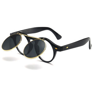 Gafas <span class=keywords><strong>de</strong></span> Sol Retro Flip-Top 8008 Punk Steampunk Cuadradas <span class=keywords><strong>de</strong></span> Doble Capa UV400 Doradas, Fabricante Mayorista, Cómodas y a la <span class=keywords><strong>Moda</strong></span> - Product Image 1