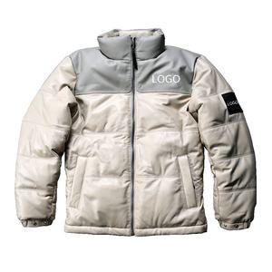 Chaqueta de plumón de piel auténtica gruesa de alta calidad para invierno personalizada abrigos de piel de vaca y oveja cálidos con cuello levantado para hombre de talla grande - Product Image 4