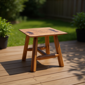 โต๊ะข้างไม้สปรูซเนื้อแข็งสำหรับกลางแจ้ง ดีไซน์ไม้เผา สีน้ำตาลทนทาน 30x30x45 ซม. - Product Image 2