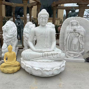 Sculpture de <span class=keywords><strong>Bouddha</strong></span> <span class=keywords><strong>en</strong></span> marbre de <span class=keywords><strong>pierre</strong></span> naturelle sculptée à la main, siège de lotus, décoration de temple de jardin, taille personnalisée BLVE - Product Image 4