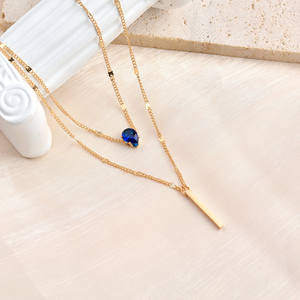 Merryshine Dainty altın kaplama bakır beyaz mavi CZ elmas Vermeil altın takı kadınlar için çift çok katmanlı kolye - Product Image 1