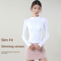 Haut de yoga extensible respirant pour femme, cardigan d'extérieur à manches longues, veste de sport amincissante pour la course à pied