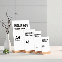 Acrylique Moderne Portable Amovible Table Tente Cadre De Table De Table Photo Cadre Menu Titulaire Présentoir Avec Base En Bois Taille A4 A5 A6