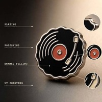 Badge en émail dur rétro musical, direct usine, épinglette pour sac, cadeau tendance pour les passionnés, vente en gros