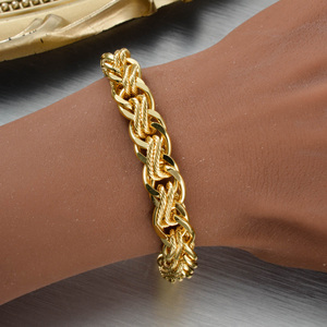 jubilee <b>bracelet</b> en or 18 carats polished interlocking twisted <b>rope</b> flat unisex hand couple <b>bracelets</b> - Product Image 2