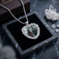 Collier personnalisable en forme de cœur avec photo de couple, diamant, accessoire long commémoratif