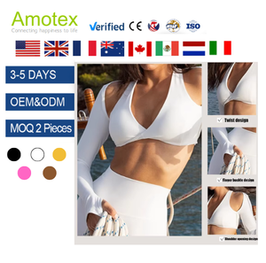 Haut de <span class=keywords><strong>Sport</strong></span> Personnalisé à Logo, Soutien-Gorge de <span class=keywords><strong>Sport</strong></span> Torsadé Devant, Haut de Gamme, 1 Pièce, Sexy, Manches Longues pour la Course en Extérieur, pour Femme - Product Image 1