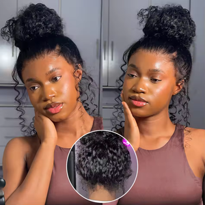 Peluca Económica Nueva con Correa 360 Encaje Frontal Completo sin Pegamento de <span class=keywords><strong>Cabello</strong></span> Humano Lista para Usar y Llevar Onda al Agua Rizada con Baby Hair para Mujeres Negras - Product Image 4
