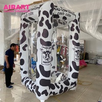 Machine à attraper l'argent gonflable décorée de motifs de vaches, tente gonflable pour attraper l'argent pour centre commercial