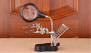 MG16126-A 3.5x12x मदद तीसरे हाथ क्लिप दबाना एलईडी आवर्धक कांच कहिया स्टैंड ताल वेल्डिंग Rework मरम्मत धारक - Product Image 6