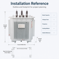 Transformateur de distribution en alliage amorphe triphasé immergé dans l'huile, à noyau bobiné 3D, conforme à la norme IEC60076, personnalisable en KVA et tension