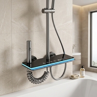 Système de douche à effet pluie en aluminium spatial de qualité supérieure avec affichage numérique, bande lumineuse LED et haute pression, ensemble de douche mural