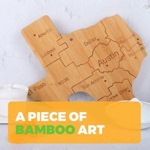 Tabla de servir y cortar con forma de Texas personalizada con lazo para colgar en la pared - Regalo promocional perfecto - Product Image 2