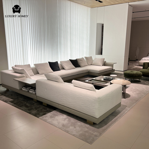 Sofa Kulit Modular Italia Mewah Desain Modern Sofa Beludru Melengkung untuk Villa dan Perabot Ruang Tamu - Product Image 1