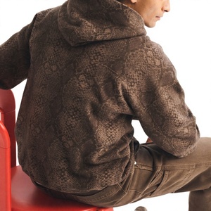 Sudadera con Capucha Extra Grande para Hombre, Color Marrón con Estampado, Estilo Casual, Felpa Francesa de Algodón, Estilo Urbano Otoñal - Product Image 4