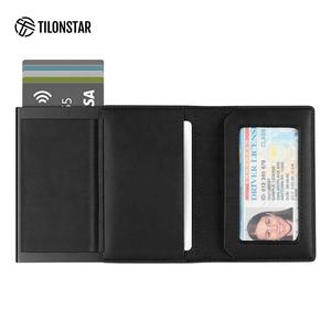 TILONSTAR TVC316 Cadeau Rfid Blocage Crazy Horse Cuir Aluminium Pop Up Portefeuille Bi-Fold Porte-Cartes Portefeuille - Product Image 2