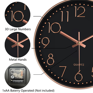 <span class=keywords><strong>Orologio</strong></span> da <span class=keywords><strong>Parete</strong></span> Silenzioso al Quarzo da 35 CM (14 Pollici) <span class=keywords><strong>Design</strong></span> Moderno e Semplice in Plastica e Vetro per Soggiorno - Product Image 3