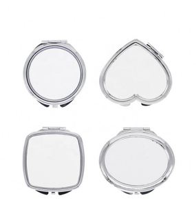Miroir de maquillage portable en argent de différentes formes, ensemble DIY, cadeau, miroir pliable avec plaque de sublimation - Product Image 6