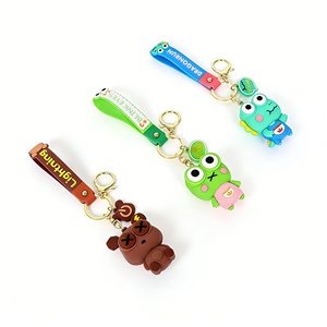 Custom Silicone Keychain 3D Animal Ornaments Stress-relieving Toys Frog Decorations Squeeze Eye Keychain Cute Key Ring