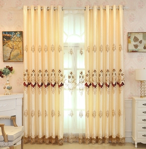 100% di vendita calda poliestere ricamato giallo <span class=keywords><strong>tende</strong></span> motivo <span class=keywords><strong>floreale</strong></span> tipo romano per alberghi tecnica tessuta - Product Image 1