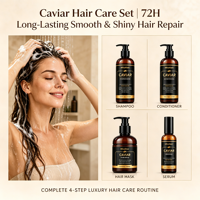 Kit de Soins Capillaires Fourniture Directe Usine : Masque Capillaire au Caviar Texture Satinée de Haute Qualité, Sérum Capillaire, Shampoing et Après-Shampoing