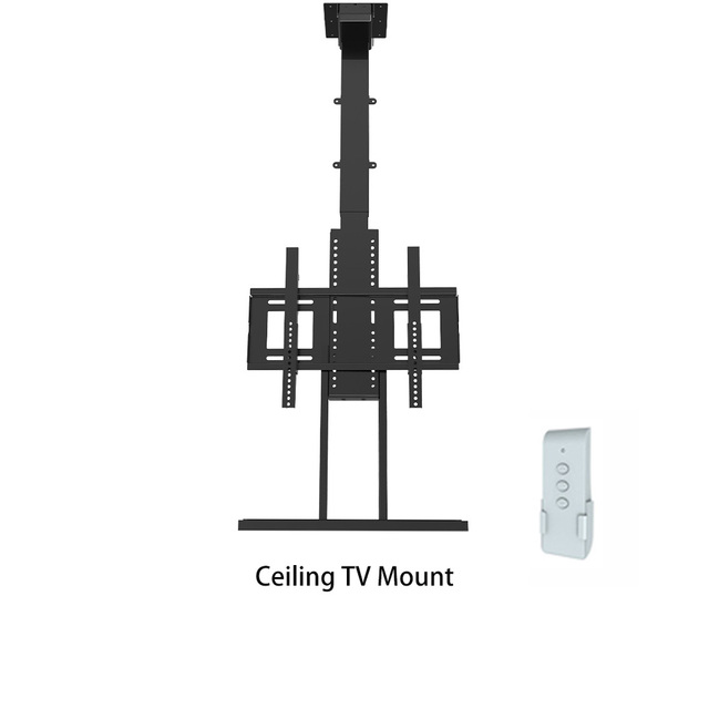 Factory Sale Electric Ceiling Mount Cold Rolled Steel TV Bracket Height Adjustable TV Mount VESA 600x400 mm Max Load 50 Kgs