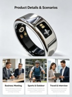 Bague connectée d'enregistrement numérique IA avec fonction de résumé de conférence et de dialogue vocal assisté, développement / personnalisation / SDK / OEM