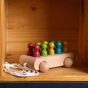 PMZ126601-1P Montessori unisex mềm Đồ chơi khối xây dựng đầy màu sắc Sồi gỗ cổ phần Búp bê cho trẻ sơ sinh xe buýt & xe đồ chơi giáo dục - Product Image 5