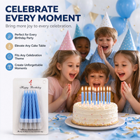Bougies d'anniversaire classiques de couleur unie, bleues, sans gouttes, en spirale, pour la décoration de fête, vente en gros