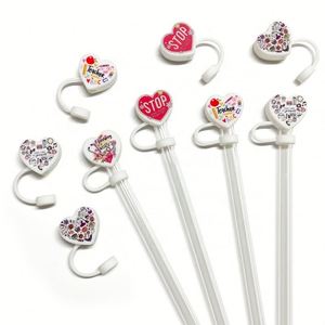 Embout de paille personnalisé en silicone de qualité alimentaire avec motif cœur, pour tasses, 10 mm, pour le camping - Product Image 4