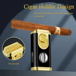 DEBANG 2024 Multifunctional Triple Fire Torch Lighter With Customizable Cutter New Product-Refillable Cigar Accessory