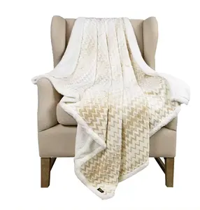 Super Soft Stripped Blanket Fuzzy And Comfortable Sided Sherpa Fleece Throw Blanket