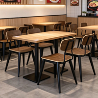 Ensemble table et chaises pour restaurant de restauration rapide, table à manger en bois grainé, chaises de bistrot en bois courbé pour restaurant de nouilles, cantine