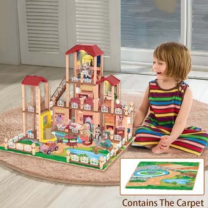 บ้านตุ๊กตาเด็กเล่นบ้าน3D พร้อมอุปกรณ์เสริมสำหรับไฟบ้านของเล่น2024แบบ DIY - Product Image 2