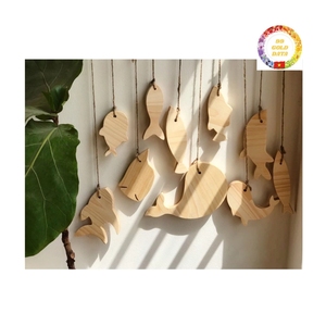 Pez de Madera Hecho a Mano, Artesanía Vietnamita, Escultura Rústica para Decoración de Pared, Tiendas de Souvenirs, Diseño Náutico para el Hogar - Product Image 1