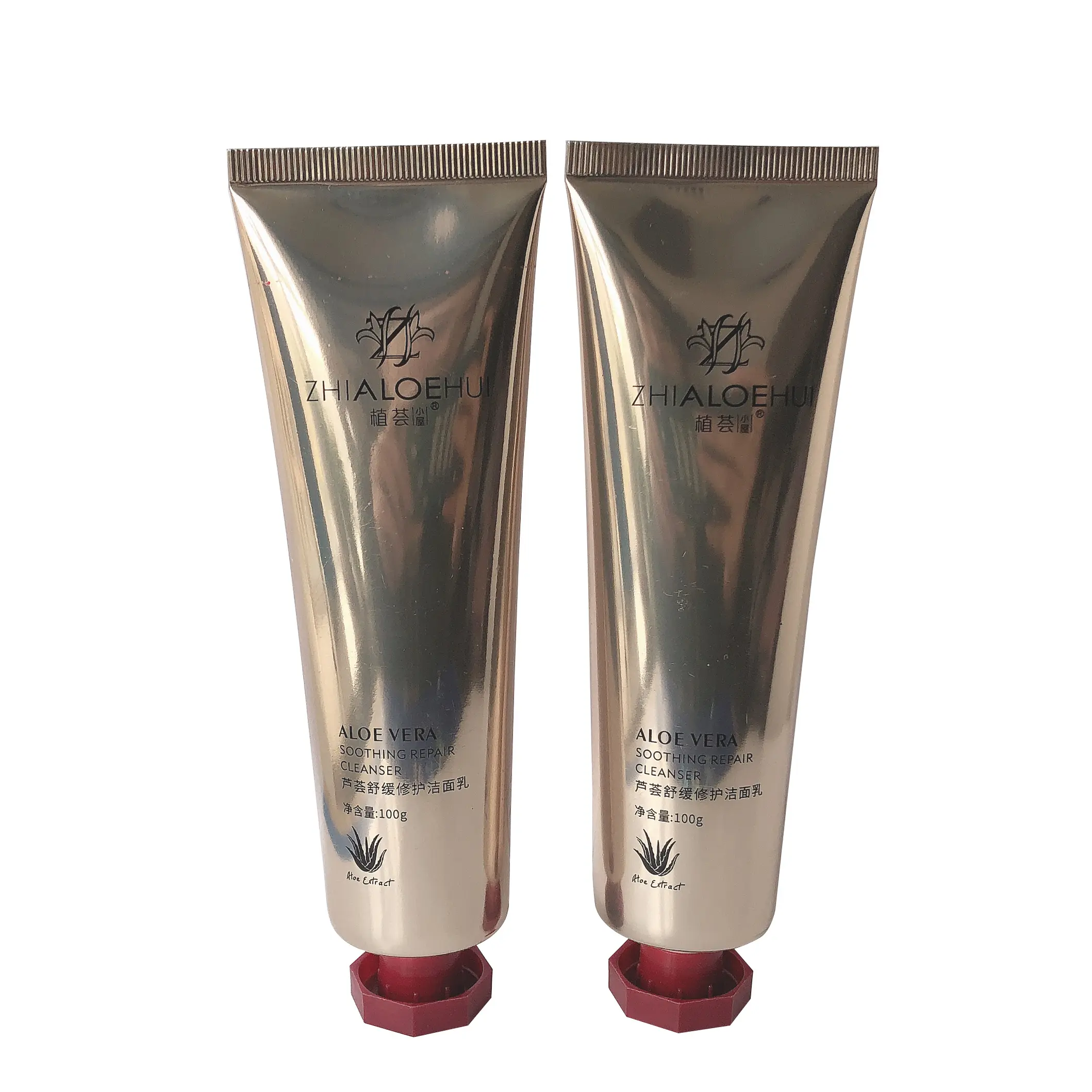 Wholesale 50G 100G gold aluminum tube for hand cream with octagonal lid shiny gold ABL tube for cosmetic cream
