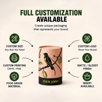 Emballage personnalisé écologique et recyclable en carton kraft pour bâtonnets alimentaires, café, thé, sel, boîte cylindrique en papier cartonné