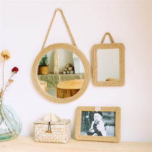 <span class=keywords><strong>Espejo</strong></span> <span class=keywords><strong>Redondo</strong></span> de Pared de Yute Vintage, Estilo Bohemio, <span class=keywords><strong>Espejo</strong></span> de Maquillaje Colgante <span class=keywords><strong>para</strong></span> Baño y Decoración del Hogar - Product Image 3