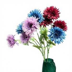 ดอกชบาเจอร์เบอร์ราประดิษฐ์ 3 หัว สำหรับตกแต่งบ้าน งานแต่งงาน จัดดอกไม้กลางโต๊ะ ถ่ายภาพประกอบฉาก ขายส่งดอกไม้ - Product Image 1