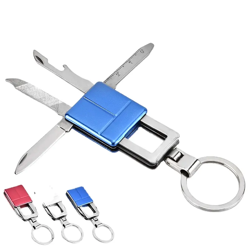 Creatieve Multifunctionele Opener 4 In 1 Rvs Mes Sleutelhanger Zakmessen Draagbare Geschenken Zakmes Gemaakt In china