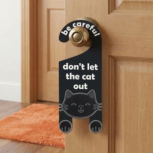 Plaque suspendue en bois avec poignée, rappel de sécurité pour animaux, anti-évasion de chat, avis de fermeture de porte, décoration intérieure, vente en gros - Product Image 2