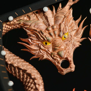 Esfera de reloj 3D con diseño de dragón en cobre, relieve de serpiente, detalles de llama, puntos luminosos redondos para reloj de pulsera mecánico, marca OEM. - Product Image 3
