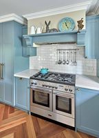 Vermont Euro Ensembles de meubles de cuisine au design classique Armoire de cuisine en bois à porte shaker bleu ciel avec îlot