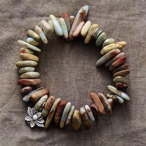 <span class=keywords><strong>Lotus</strong></span> Jewelry's Luxury Jasper Irregular Beads Yoga Healing para <span class=keywords><strong>pulsera</strong></span> para hombres New Elastic Religious Style Flower Wholesale - Product Image 2
