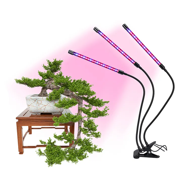 Lampe de culture de plantes 20W à trois têtes pour plantes d'intérieur 80 led projecteur à spectre complet avec 360 degrés Goosenec