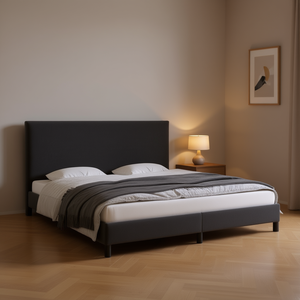 Cadre de lit rembourré en velours gris foncé 76x79.9, taille King, design moderne, meubles de chambre à coucher - Product Image 2